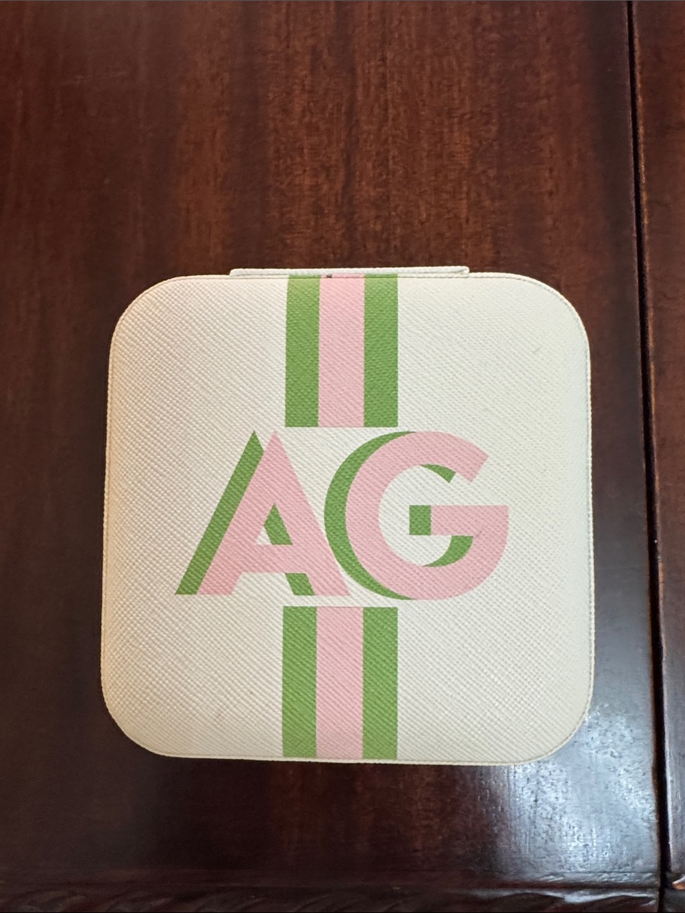 NWT Jewelry Case with Pink and Green Monogram